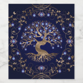 Baum des Lebens böse Augen Ornament Weinetikett (Einzelnes Label)
