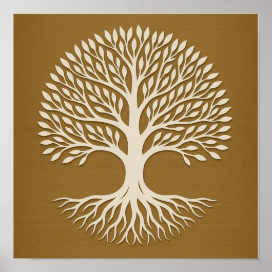 Baum des Lebens Bronze Weißes Poster (Vorne)