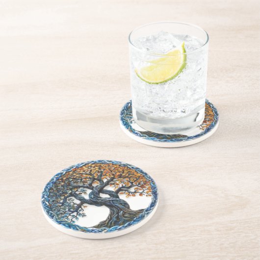 Baum des Lebens Celtic Sandstone Untersetzer (Seite)