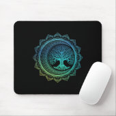 Baum des Lebens Cresent Mondphasen Florales Mandal Mousepad (Mit Mouse)
