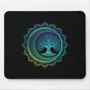 Baum des Lebens Cresent Mondphasen Florales Mandal Mousepad