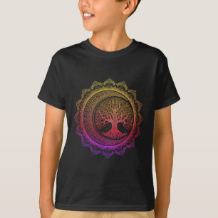Baum des Lebens Cresent Mondphasen Florales Mandal T-Shirt