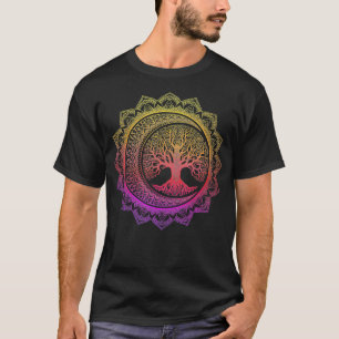 Baum des Lebens Cresent Mondphasen Florales Mandal T-Shirt