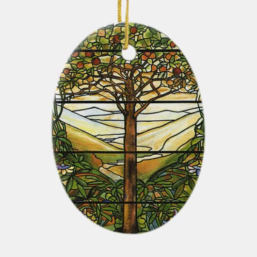 Baum des Lebens/des Tiffany-Buntglas-Fensters Keramikornament (Hinten)