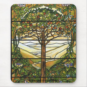 Baum des Lebens/des Tiffany-Buntglas-Fensters Mousepad