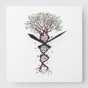 Baum des Lebens DNA Genetik Biologie Umwelt Quadratische Wanduhr