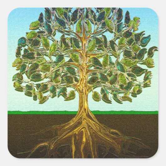 Baum des Lebens Einfache Lebensfreude Quadratischer Aufkleber (Vorderseite)