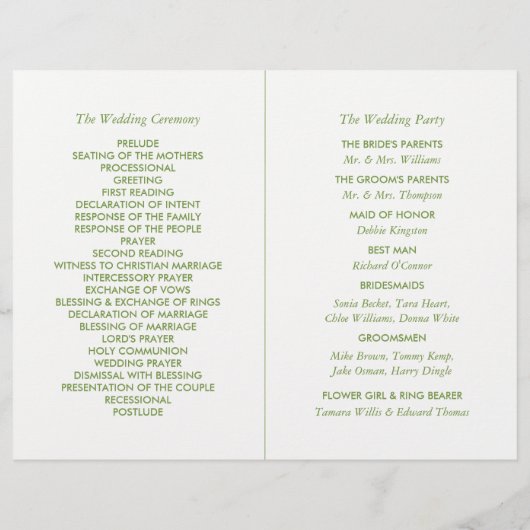 Baum des Lebens, elegantes Hochzeitsprogramm (Rückseite)