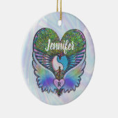 Baum des Lebens, Engel Flügel, Regenbogen, Mongram Keramik Ornament (Rechts)