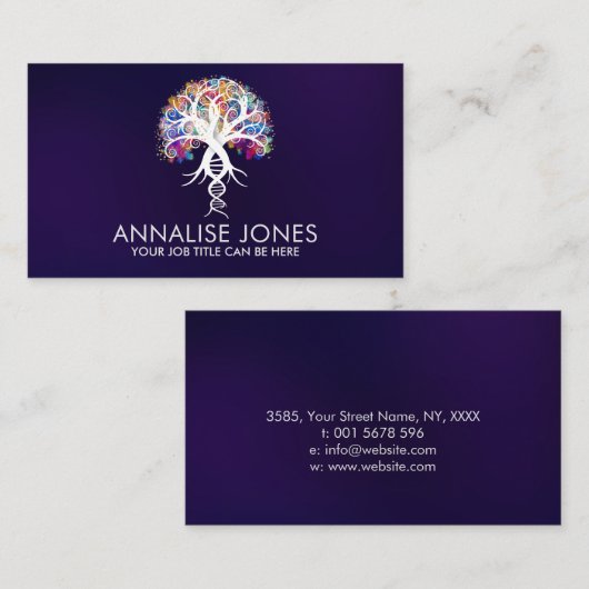 Baum des Lebens - Evolution Weißes - farbiges Blat Visitenkarte (Vorne/Hinten)