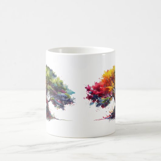 Baum des Lebens farbenfrohe Aquarellfarben Kaffeetasse (Mittel)