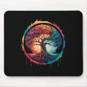Baum des Lebens Farbige Natur Yin Yang Zen Yoga Me Mousepad