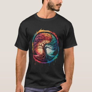 Baum des Lebens Farbige Natur Yin Yang Zen Yoga Me T-Shirt