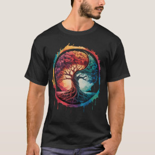 Baum des Lebens Farbige Natur Yin Yang Zen Yoga T-Shirt