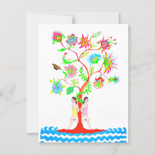 Baum des Lebens. Flora und Fauna Postkarte