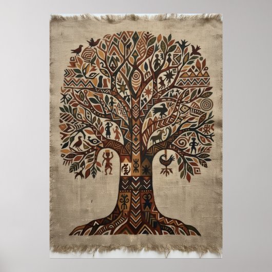 Baum des Lebens - Folklore-Kunstposter | Kalamkari Poster (Vorne)