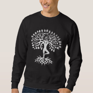 Baum des Lebens Frau in Vrksasana-Pose für Frauen Sweatshirt