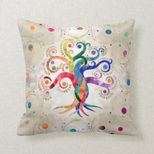 Baum des Lebens - Gemstone Mineral Rainbow Swirl Kissen