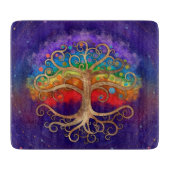 Baum des Lebens Golden Swirl und Regenbogen Schneidebrett (Vorderseite)