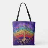 Baum des Lebens Golden Swirl und Regenbogen Tasche (Rückseite)