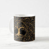 Baum des Lebens Goldene Spirale und Edelsteine Kaffeetasse (Vorderseite Links)