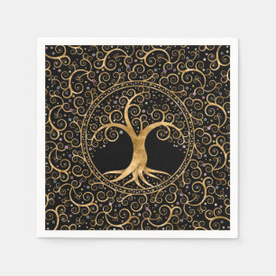 Baum des Lebens Goldene Spirale und Edelsteine Serviette