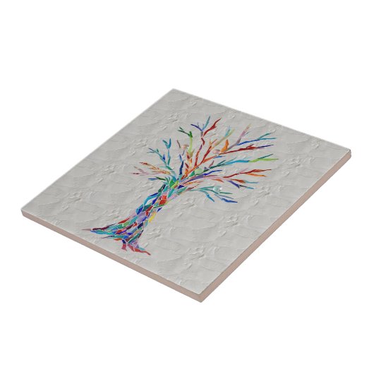 Baum des Lebens Graue Keramik Fliese (Seite)