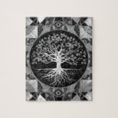 Baum des Lebens - graue Skala Edelstein Puzzle (Vertikal)