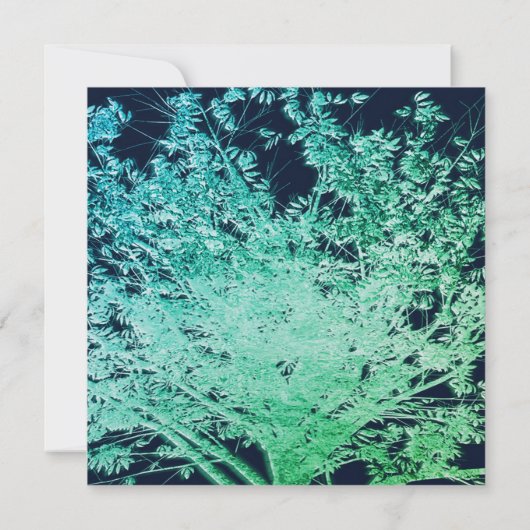 Baum des Lebens Grün blauer Bar Mitzvah Einladung (Rückseite)