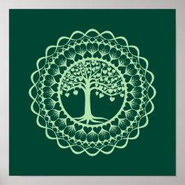 Baum des Lebens (grün) Mandala Print Poster