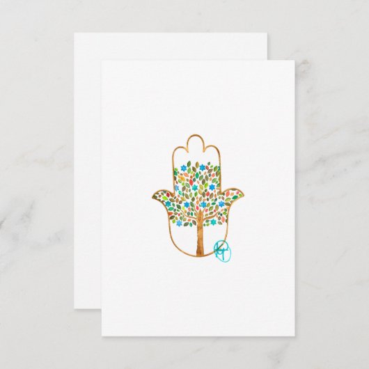 Baum des Lebens Hamsa Kunst Dankeskarte (Vorne/Hinten)