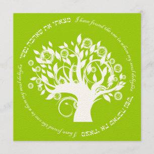 Baum des Lebens Hebräischer Jüdischer Hochzeit Grü Einladung