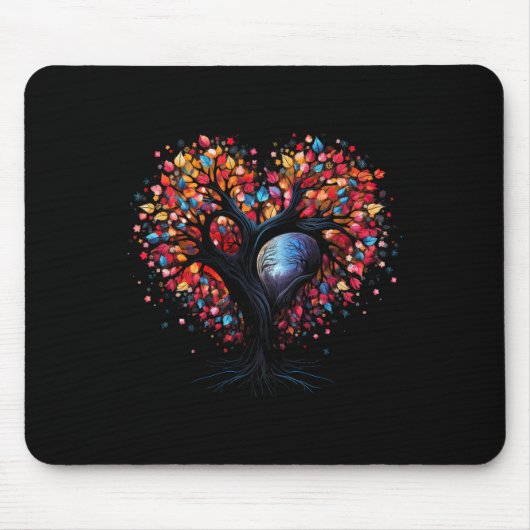 Baum des Lebens Herz Buddhismus Yoga Meditation Mousepad (Vorne)