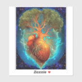 Baum des Lebens Herz-Surreale Natur Kunst Aufkleber (Blatt)