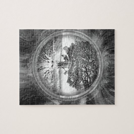 Baum des Lebens Hoffnung Schwarz-weiß Puzzle (Horizontal)