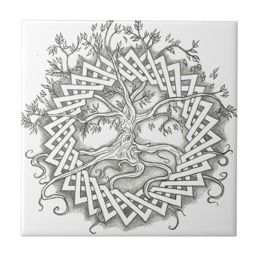 Baum des Lebens im keltischen Entwurf Fliese (Vorderseite)