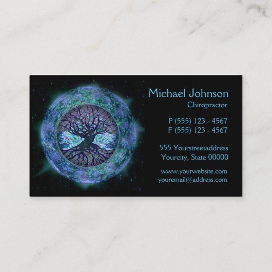 Baum des Lebens im Raum durch Amelia Carrie Visitenkarte (Rückseite)