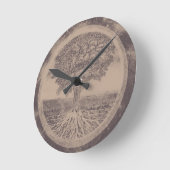 Baum des Lebens in Braun Runde Wanduhr (Winkel)