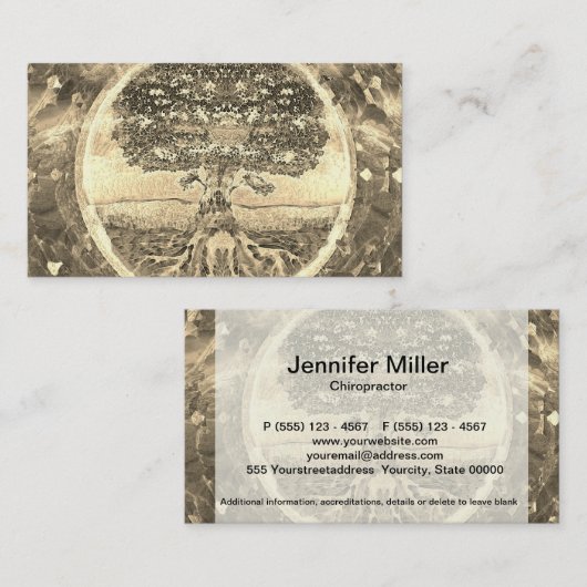 Baum des Lebens in den Goldfarben Visitenkarte (Vorne/Hinten)