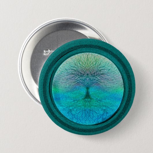 Baum des Lebens in den grünen Farben Button (Vorne & Hinten)