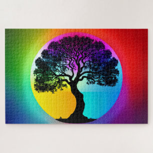 Baum des Lebens in der Mitte des Regenbogenkreises Puzzle