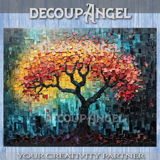 Baum des Lebens in Mosaik Art-Decoupage- Seidenpapier