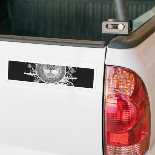 Baum des Lebens in Schwarzweiss mit Blumen Autoaufkleber (Auf Lkw)