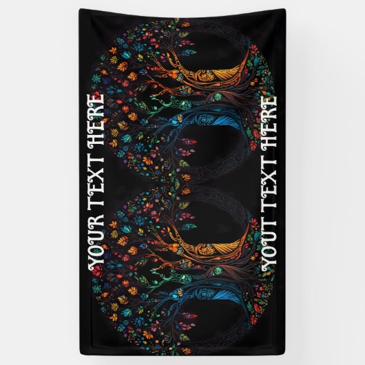 Baum des Lebens in voller gläserner Mosaikfarbe Banner (Vertikal)