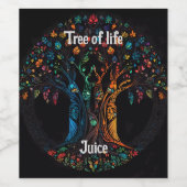 Baum des Lebens in voller gläserner Mosaikfarbe. Weinetikett (Einzelnes Label)