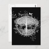 Baum des Lebens in Weiß mit Schmetterlingen Postkarte (Vorne/Hinten)