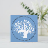 Baum des Lebens Jüdische Hochzeit Einladung Blauer (Stehend Vorderseite)