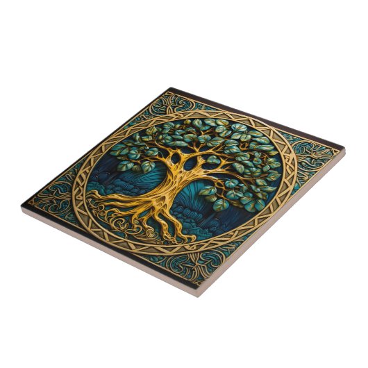 Baum des Lebens keltische Fliesendesign Fliese (Seite)