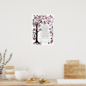 Baum des Lebens Ketubah & Granatäpfel, Portrait (r Poster (Küche)