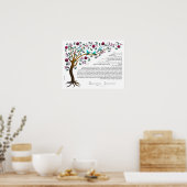 Baum des Lebens Ketubah in Hebräisch mit 7 Granata Poster (Küche)
